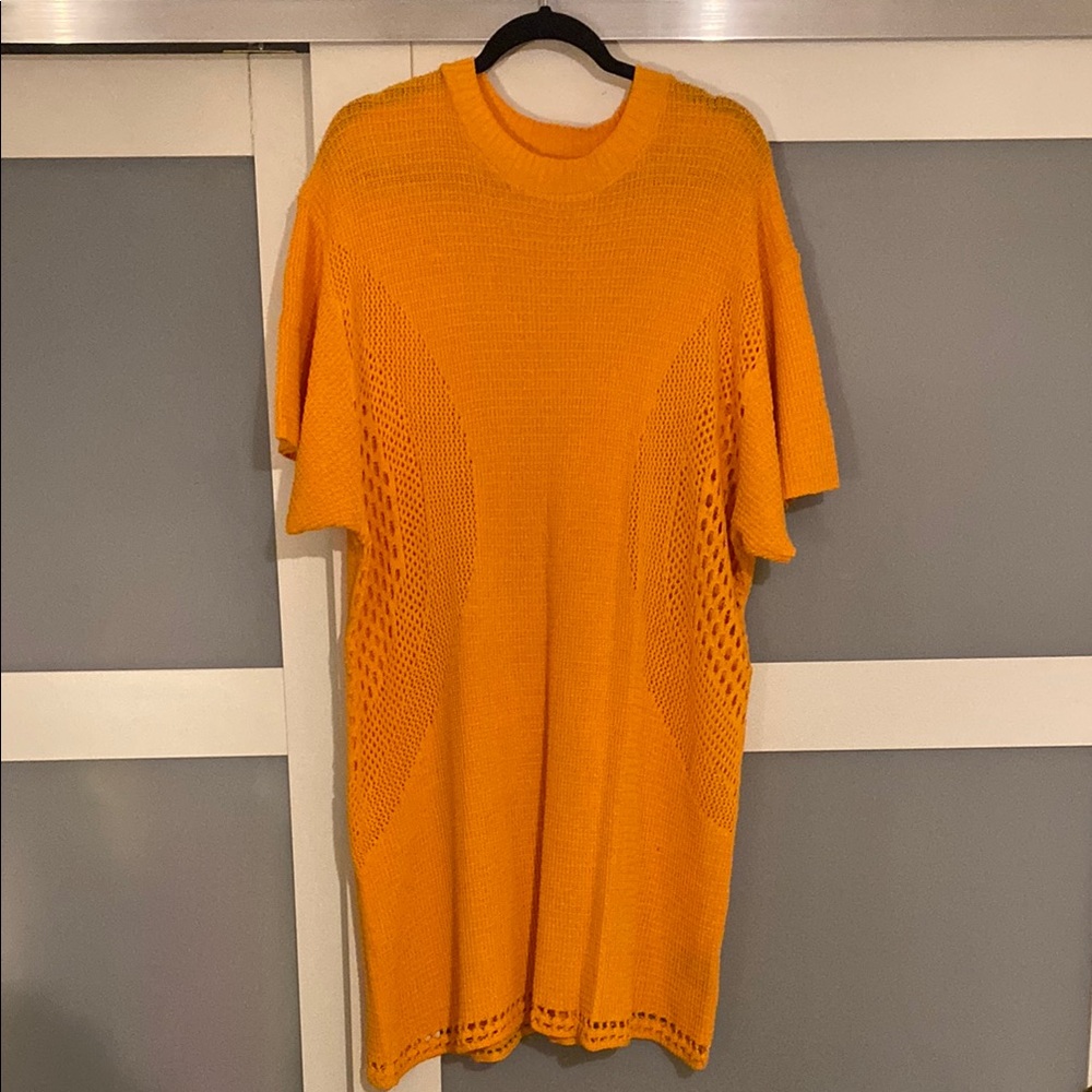 Orange Knit Short Sleeve Dress